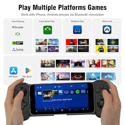 Wireless Phone Controller for iPhone/Android, Mobile Game Black | D6