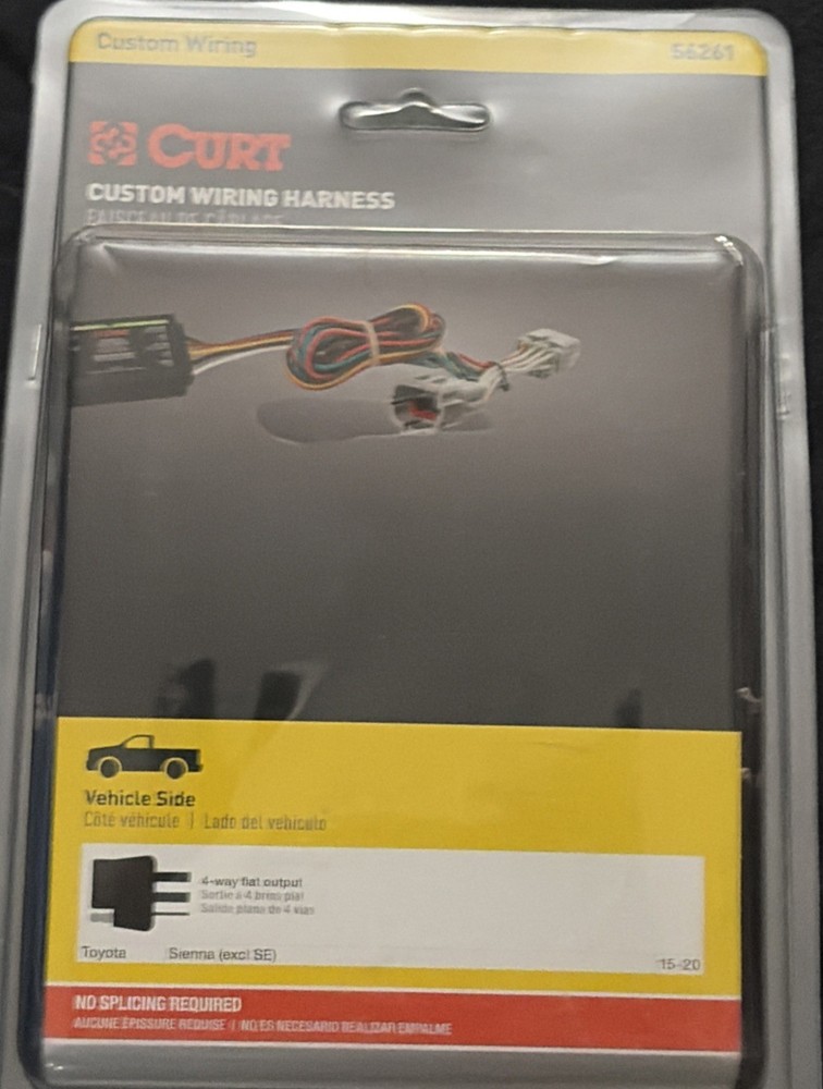 CURT 56261 Trailer Wiring Harness Connector Kit For Toyota Sienna 2015-2020 -NEW