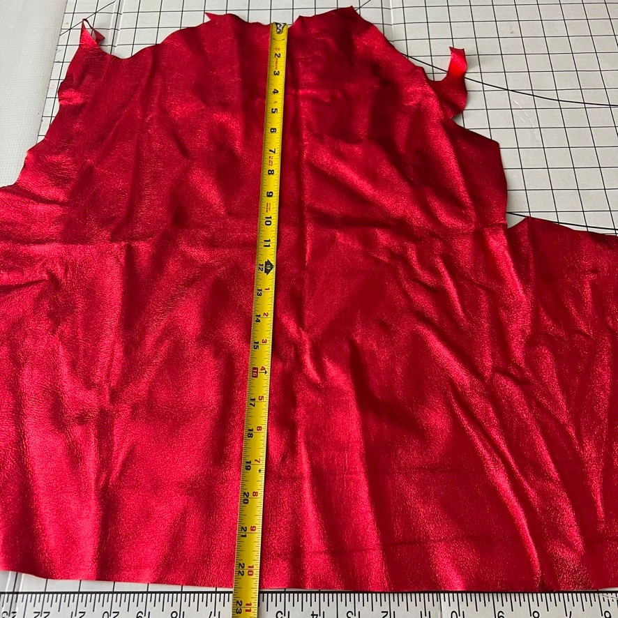 Red Foil Leather Fabric Piece Scrap Equestrian
