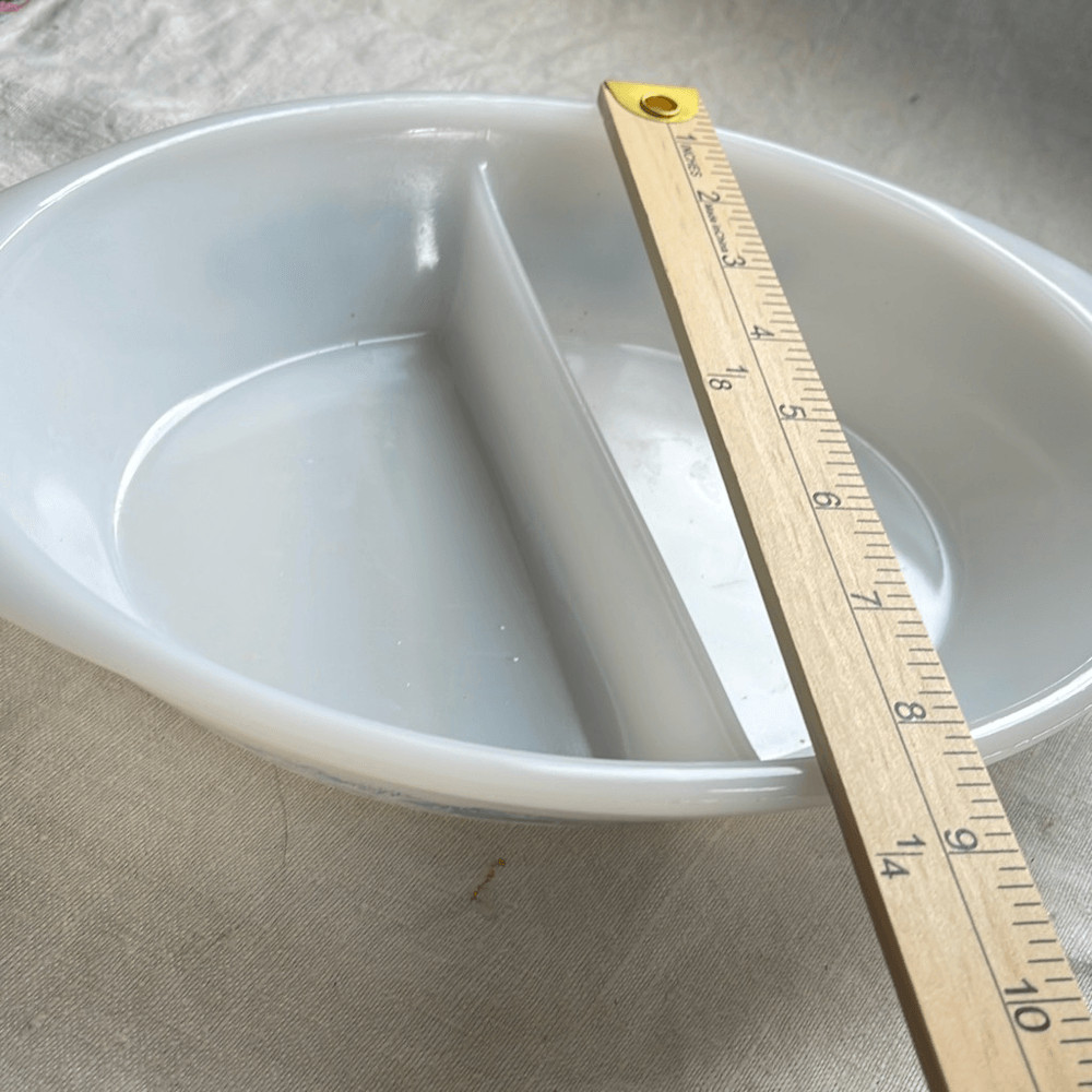Vintage Glasbake divided dish Currier & Ives