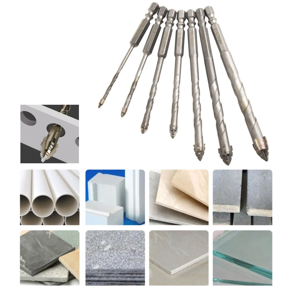Efficient Punching with 7pcs Eccentric Drill Bits for Various Materials