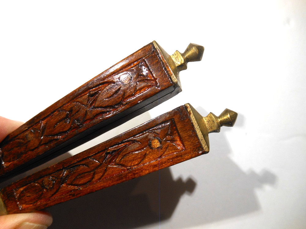 Vintage Brass Nutcracker With Engraved Wood Handle 7" Long