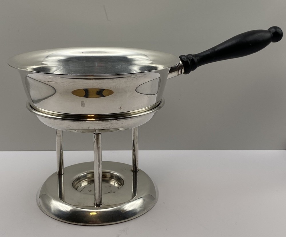 Vintage Sheffield Silver Co Plated Warming Serving Chafing Dish Wood Handle