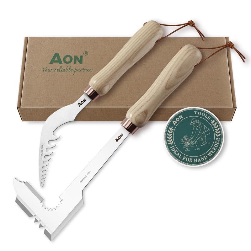 2-Pack Hand Crack Weeder Puller Tool Set - Made with Heat Treated Steel and A...