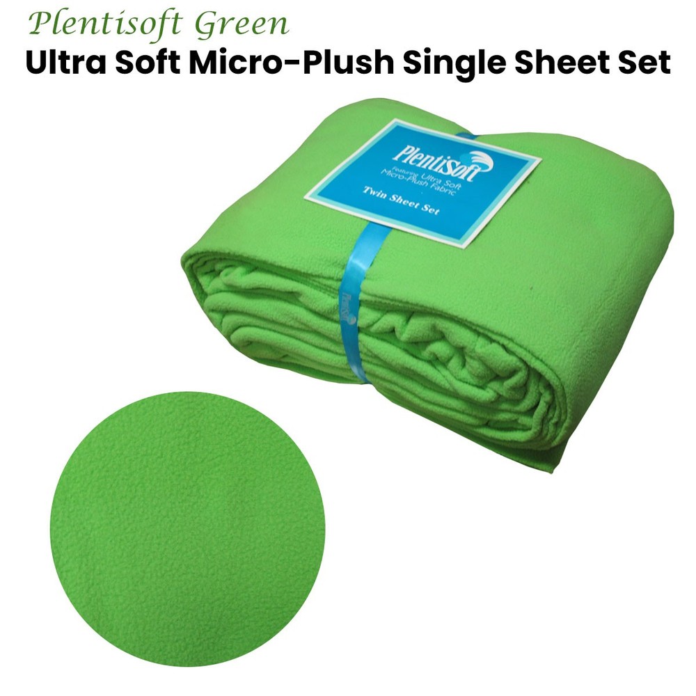 Plentisoft Green Ultra Soft Micro-plush Flannelette Single Sheet Set