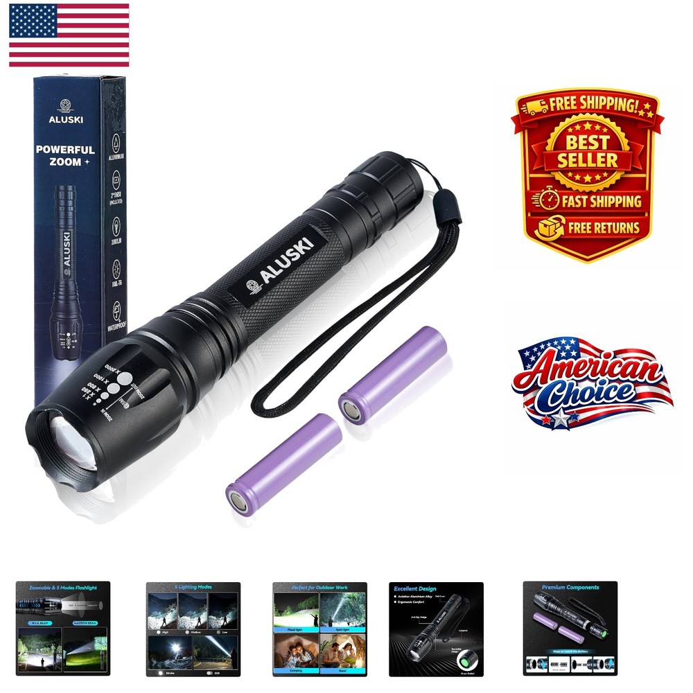 High-Performance 2000 Lumens LED Flashlight with 5 Modes & Waterproof Design