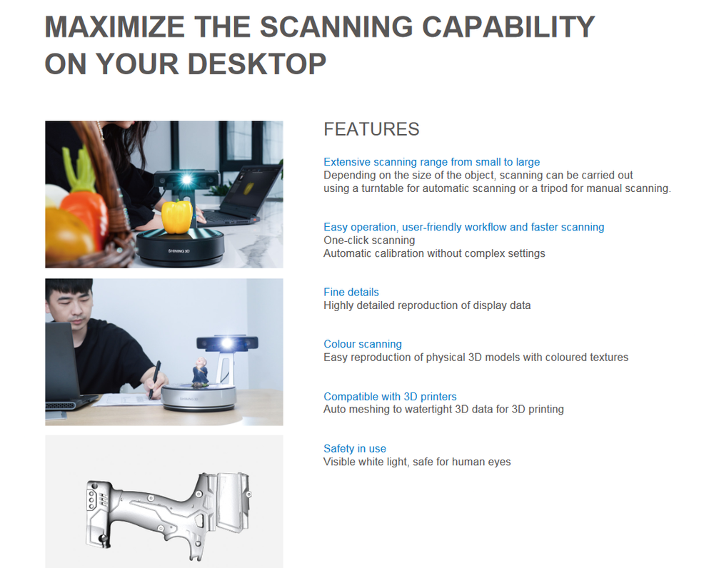 2024 EinScan SE 3D Scanner V2, Fixed/ Auto Dual Mode, Wide Scan Range For PC/Mac