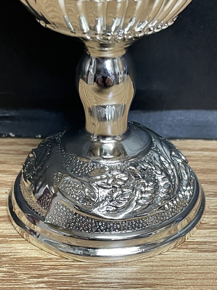 Silver Plated Kiddish Wine Cup with Floral Base #4014