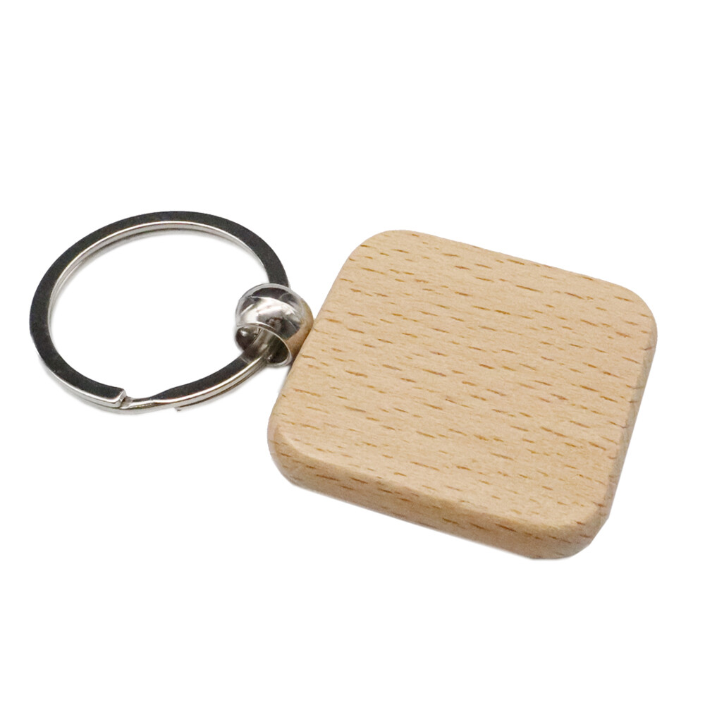 10 PACK Square Engraving Blank Wood Keychain Custom Key Tags Personalized Gift