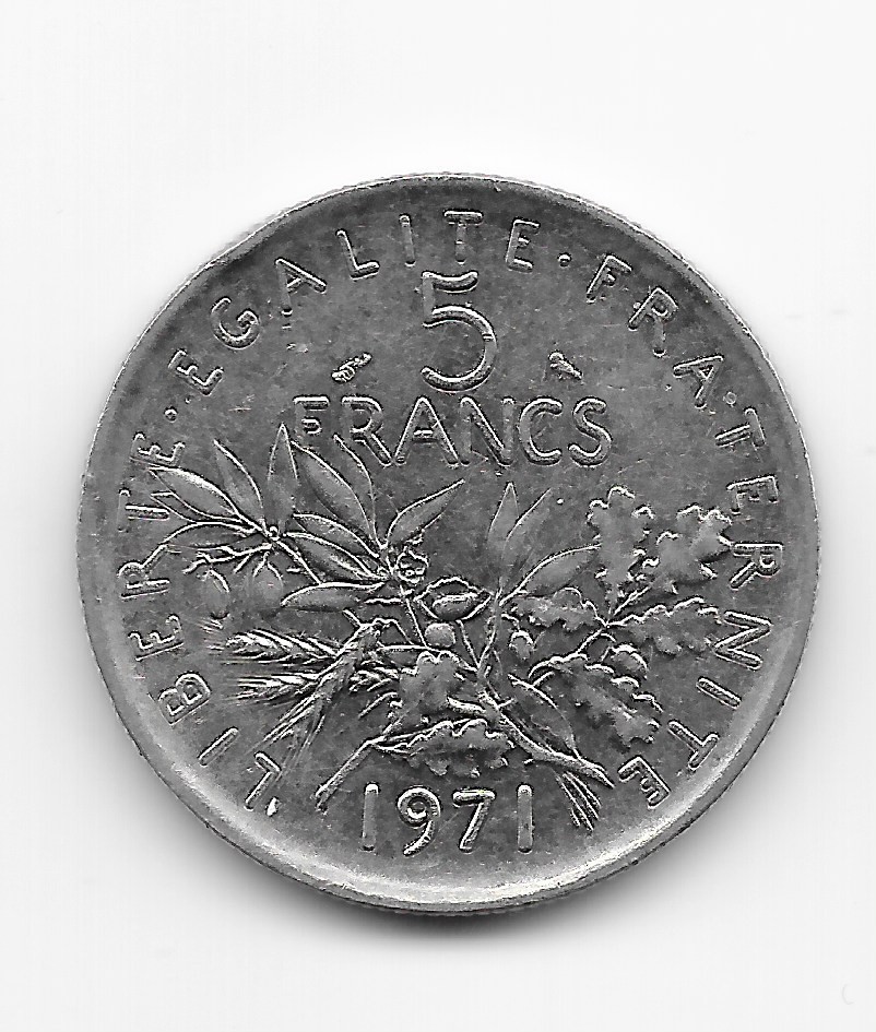 France 5 Lire 1971. Copper Nickel Comp.