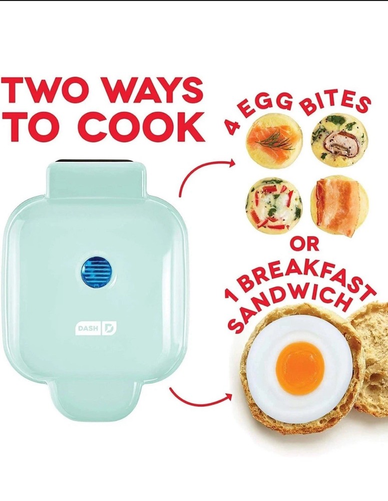 Dash Egg Bite Maker, Makes 4 Egg Bites -Aqua-NEW