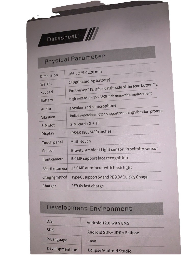 Android 12 OS Handheld Terminal 1D 2D Barcode Scanner Data Collector 4G WiFi GPS