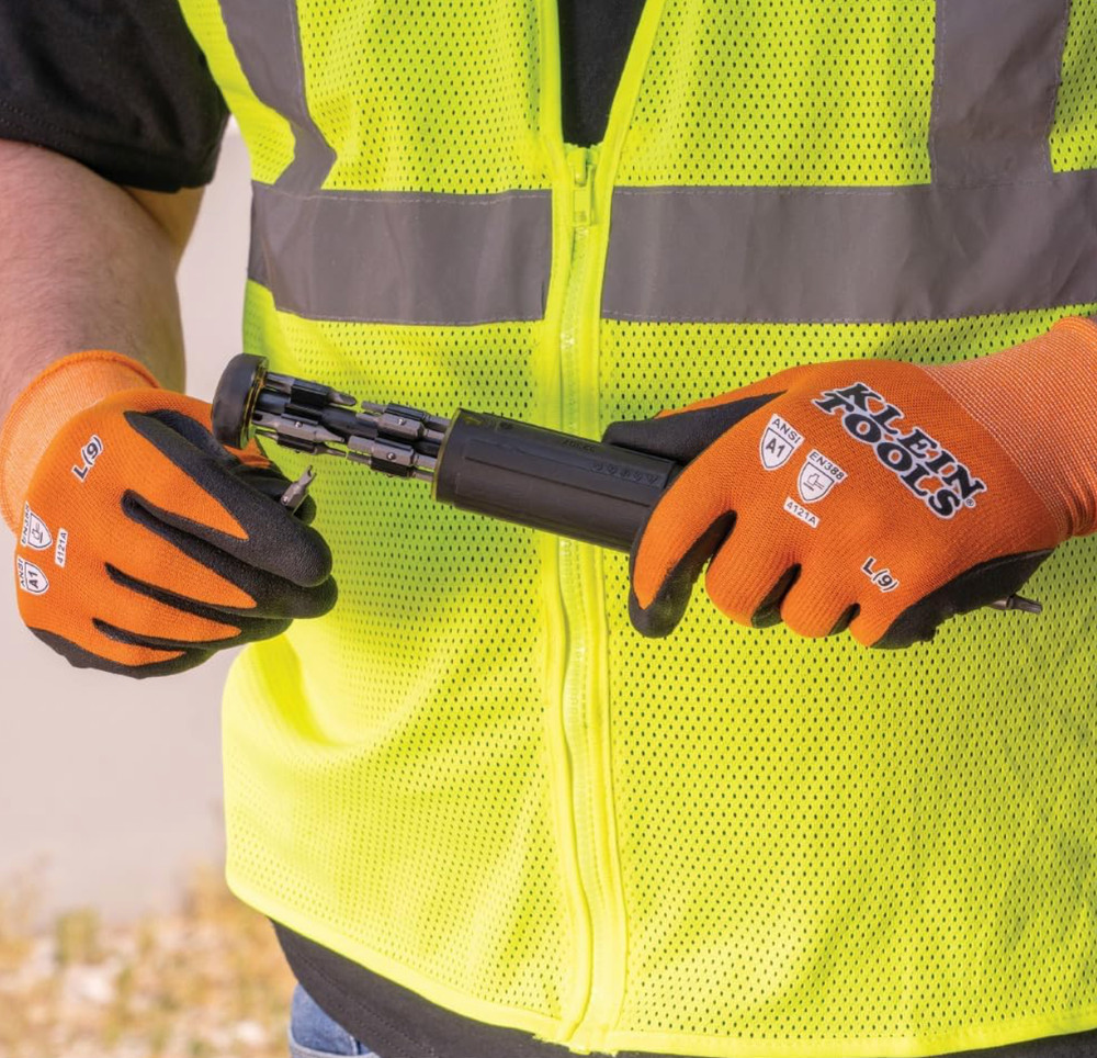 Klein Tools 60581 Work Gloves Large 2-Pair Cut Resistant ANSI A1 Nitrile Touchsc