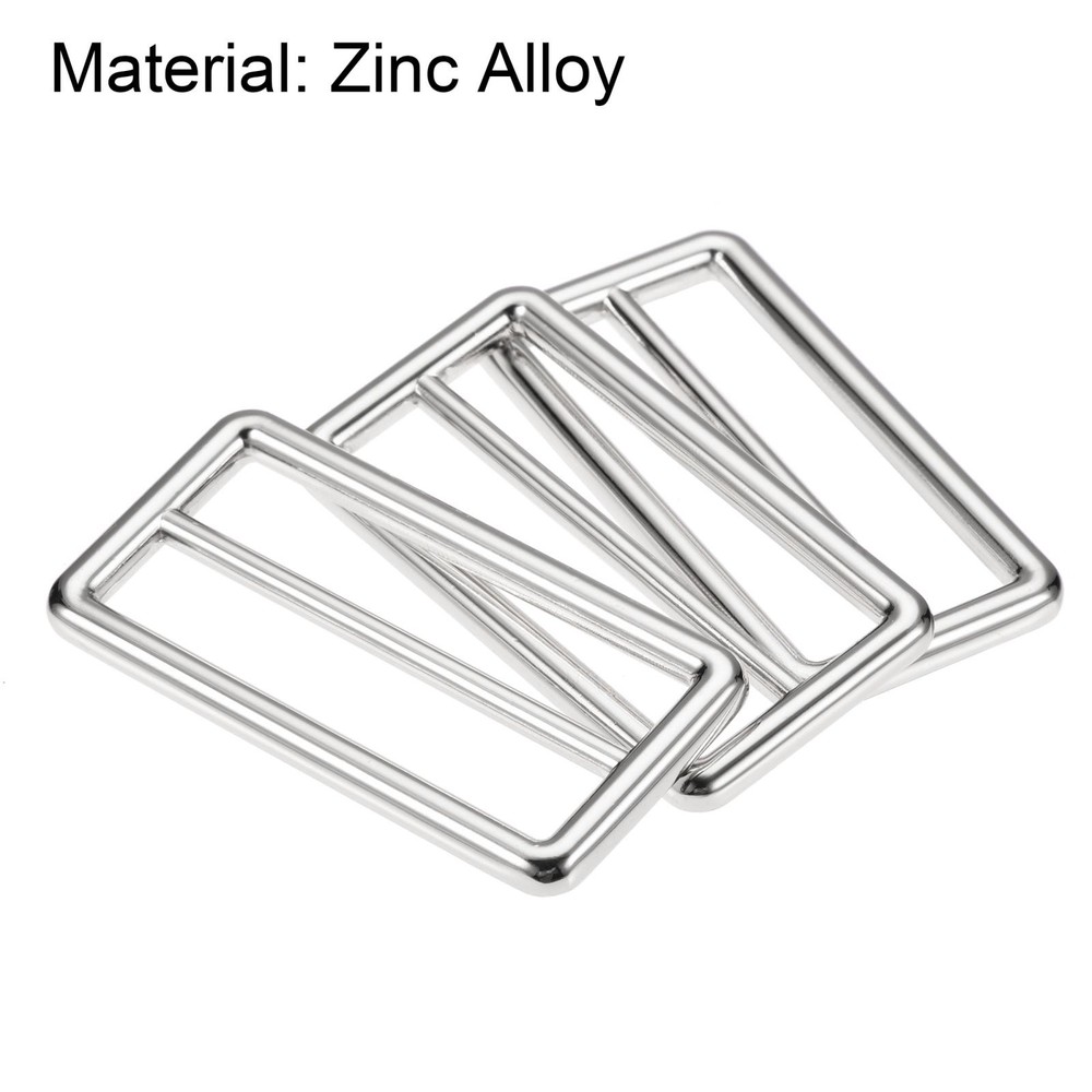 50mm Metal Sled Adjustable Strap Buckle Clasp Silver Tone 4pcs