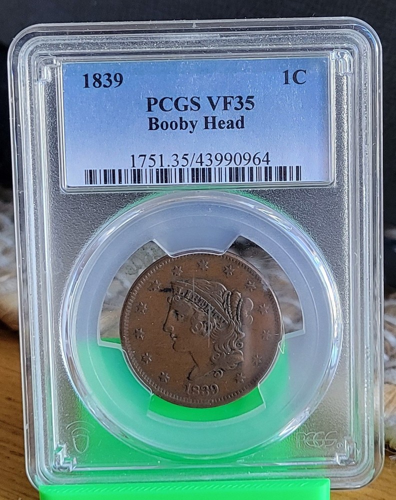 1839 Booby Head  PCGS VF35  Large Cent Coronet Head