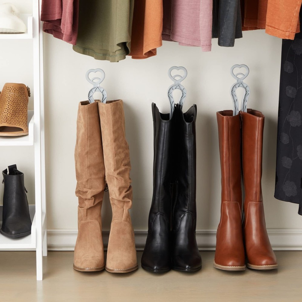 Juvale 6 Pack Folding Boot Shaper Stands for Storage, Grey Clip Support Inserts,