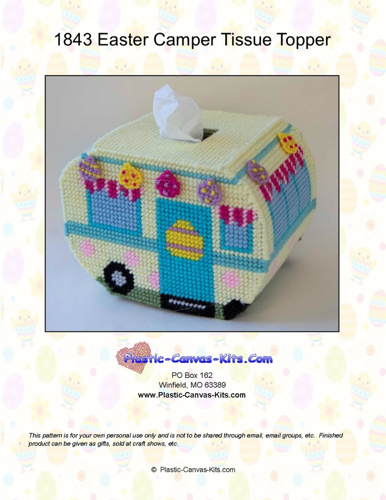 Easter Camper Tissue Topper-Plastic Canvas Pattern or Kit
