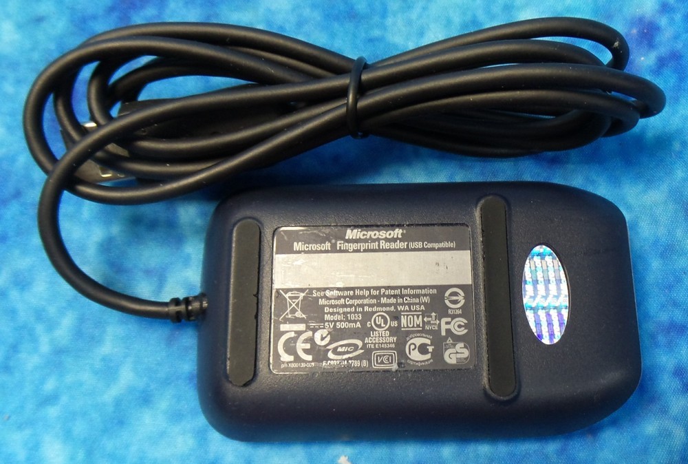 Microsoft Fingerprint Reader USB Port PC Computer Security Model 1033 Windows