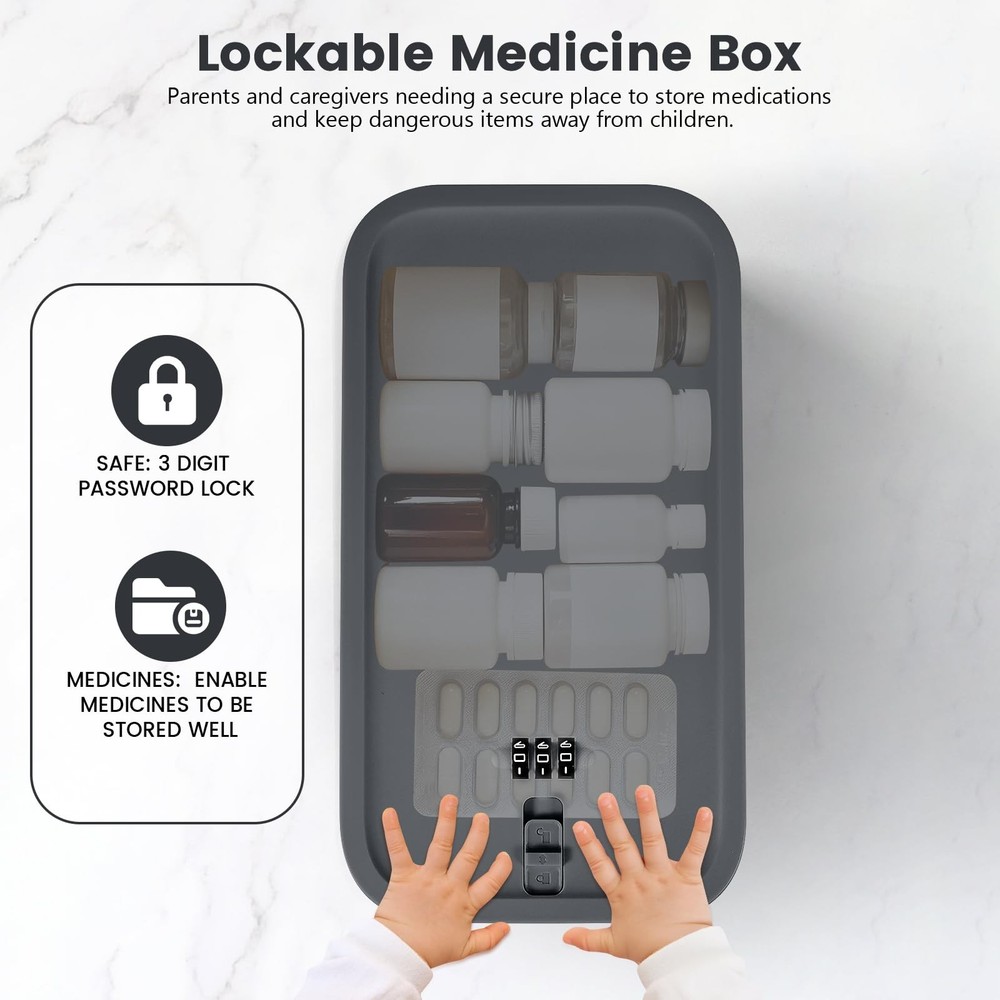 Small Lock Box,Lockable Storage Box with Combination Code for Medication Safe...