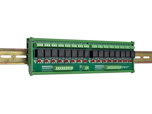 DIN Rail Mount 16 SPDT 10Amp Power Relay Interface Module () DC 24V