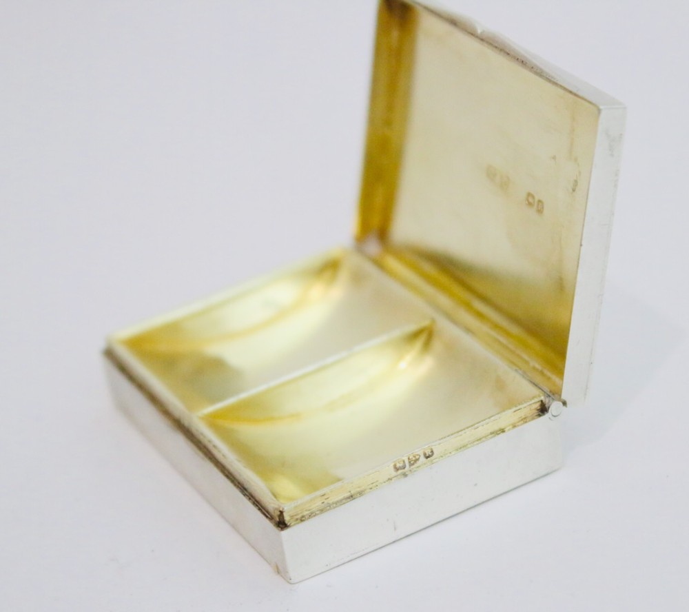 Antique Sterling solid silver double stamp box 43.5g 1900 Cohen & Charles