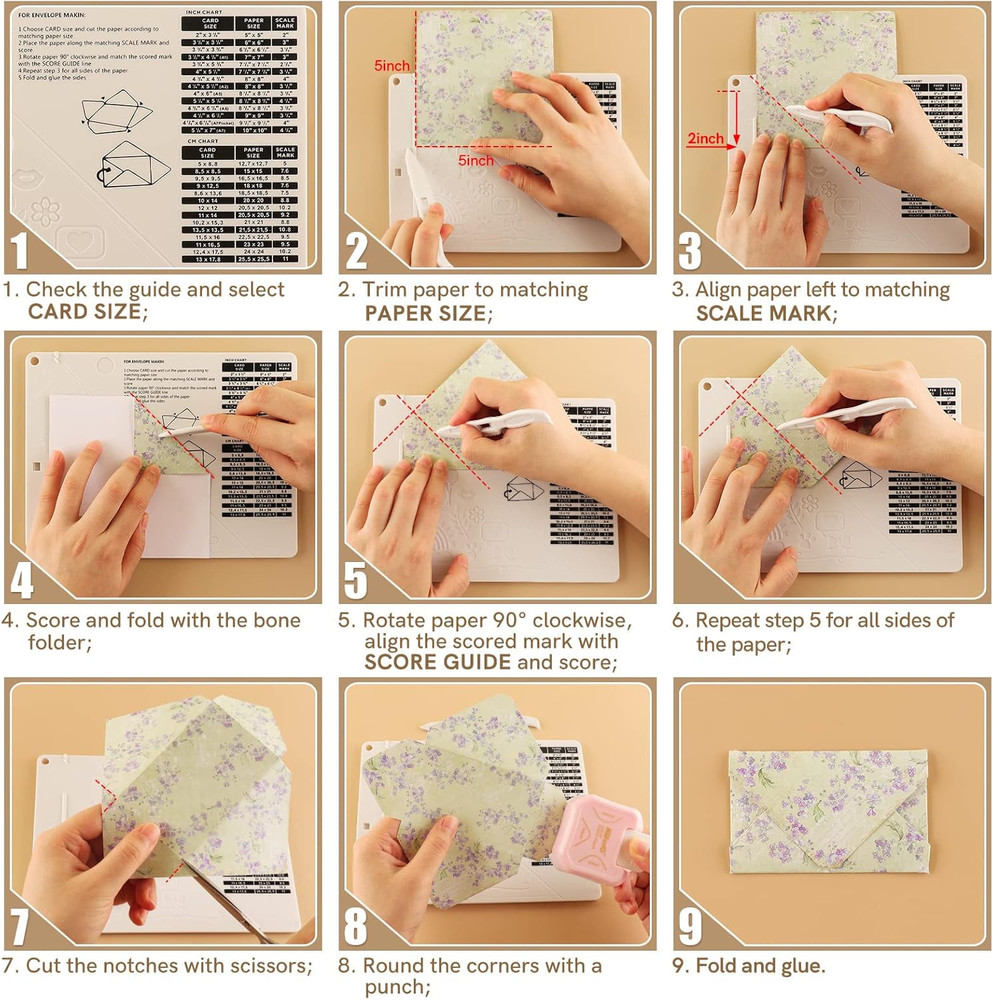 2Pcs Score Board Multi-Purpose Scoring Board Envelope Maker with Bone Folder and