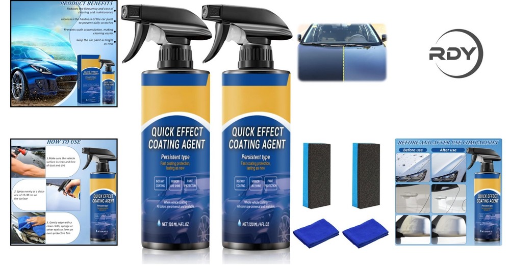 Quick & Effective 2-Pack Car Coating Spray: Restore Shine & Protect Paint