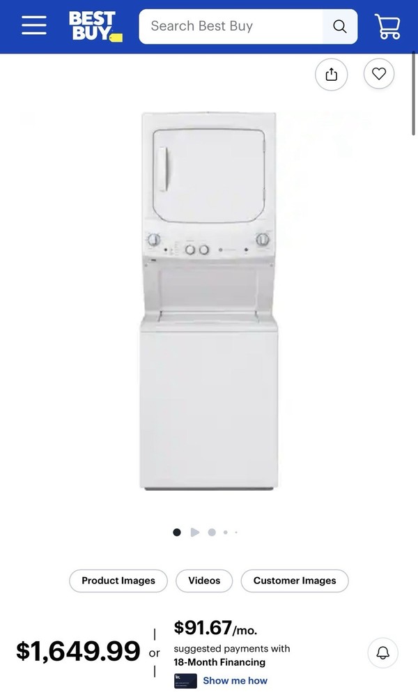 GE Unitized Spacemaker 2.3 Cu Ft Washer 4.4 Cu Ft Electric Dryer Combo