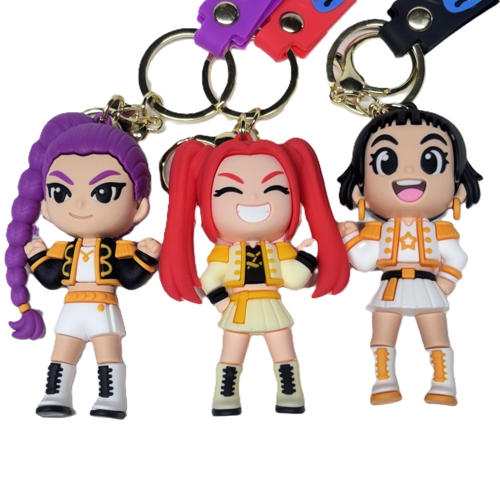 K-Pop Chibi Idol Keychain Set - Cute Rubber Figure Charm - 3-Pack or Single