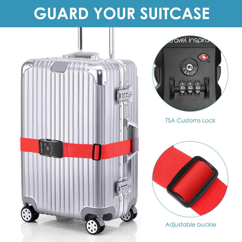 Luggage Strap with TSA Combination Lock - Adjustable, Easy to Use, Protect Yo