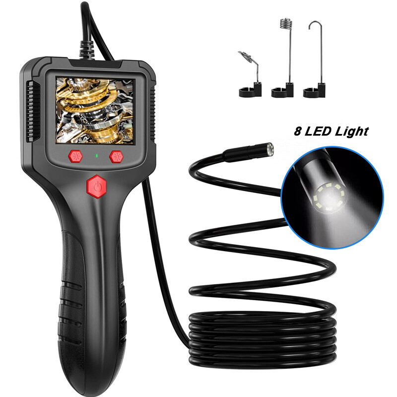 6.6FT/2M Handheld Endoscope 2.4" Screen 5.5mm Inspection Camera Borescope Tools