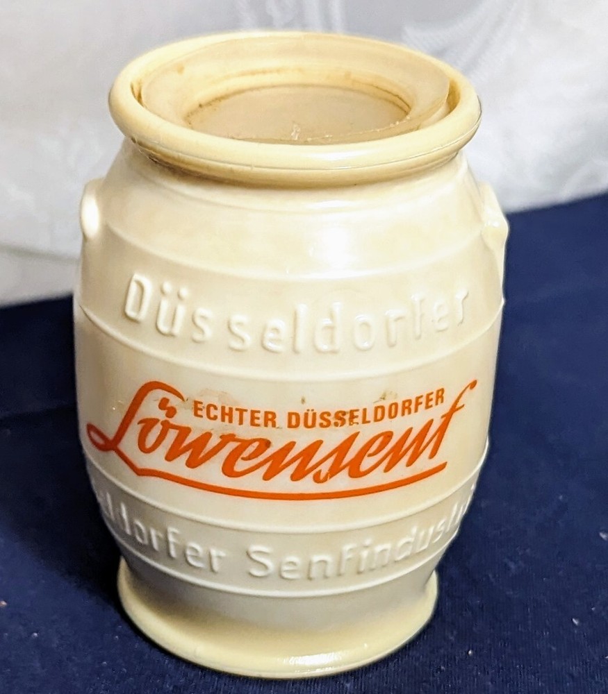 Vtg LOWENSENF Mustard Jar Germany ECHTER DUSSELDORFER 3 1/2 oz