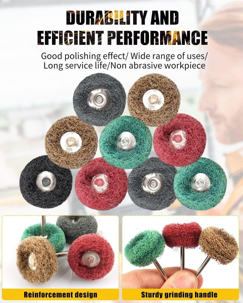 1" Abrasive Buffing Wheels - 200 Pcs Set with 5 Grit Options for Precision