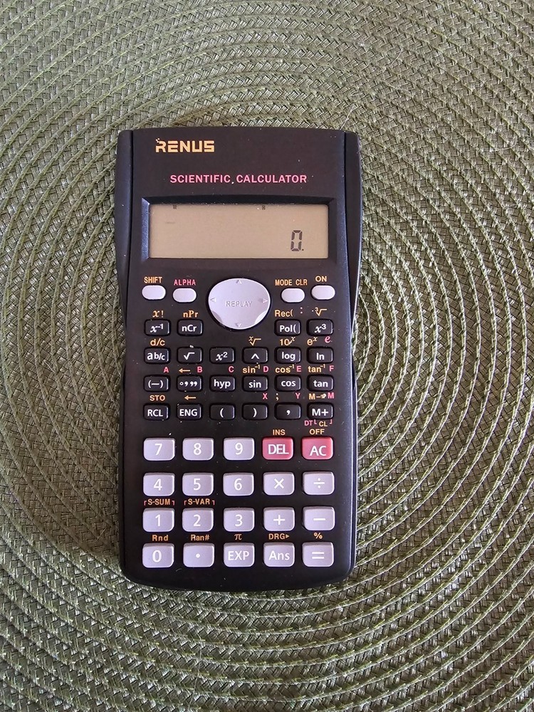 RENUS Scientific Calculator w/ Slide Cover – Battery Powered Student School Math