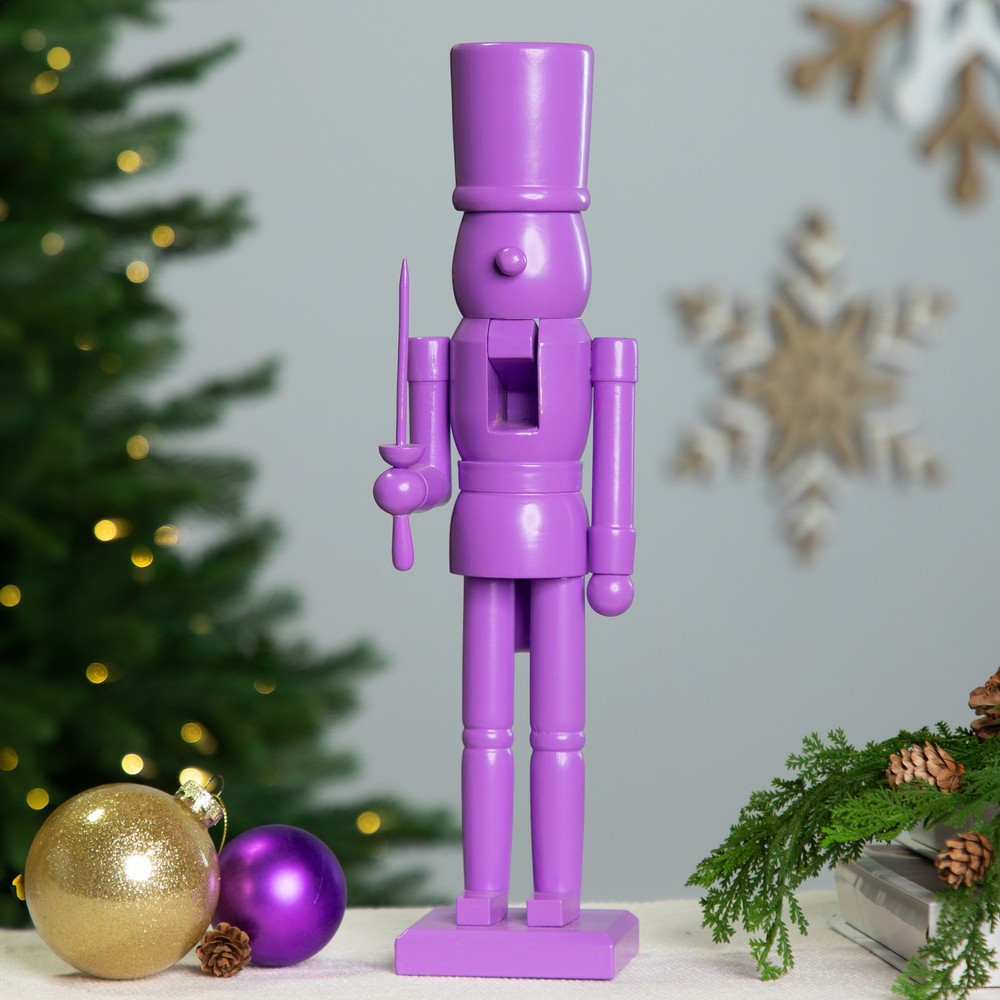 Northlight Nutcracker Soldier Standing Christmas Figure - 15" - Solid Purple