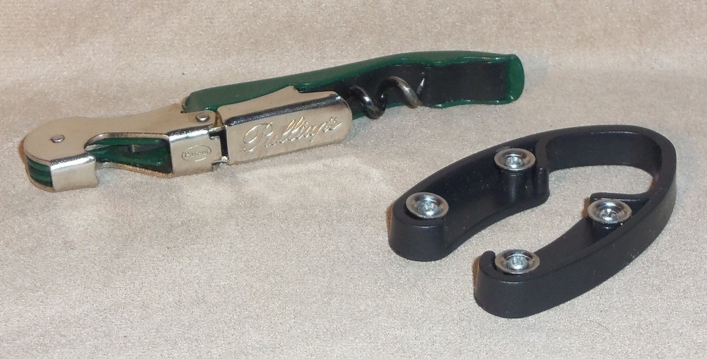 Pulltap's Double-Hinged Waiters Corkscrew Stainless Steel w Green + Label Cutter