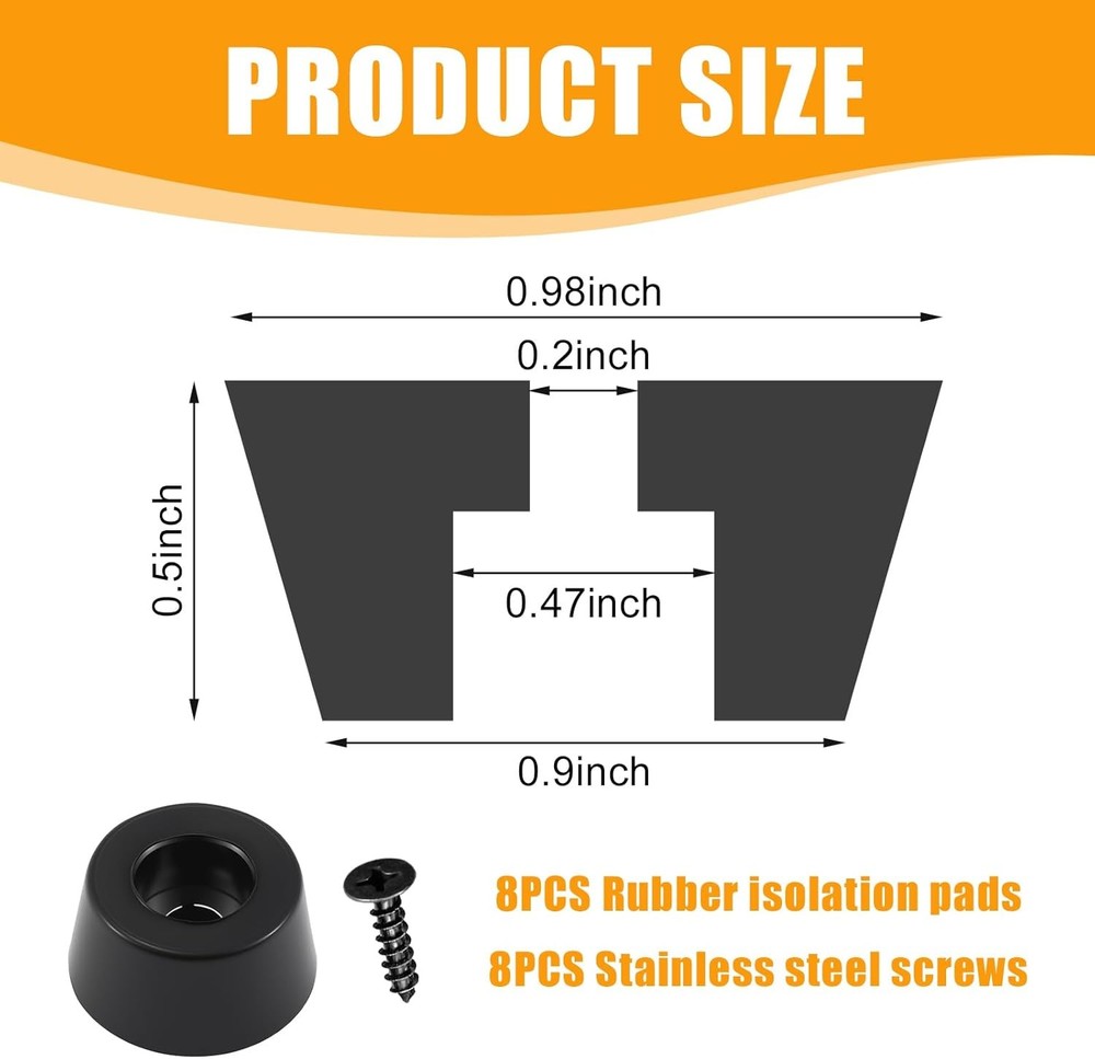 Speaker Isolation Feet 8pc Rubber w/ Screws