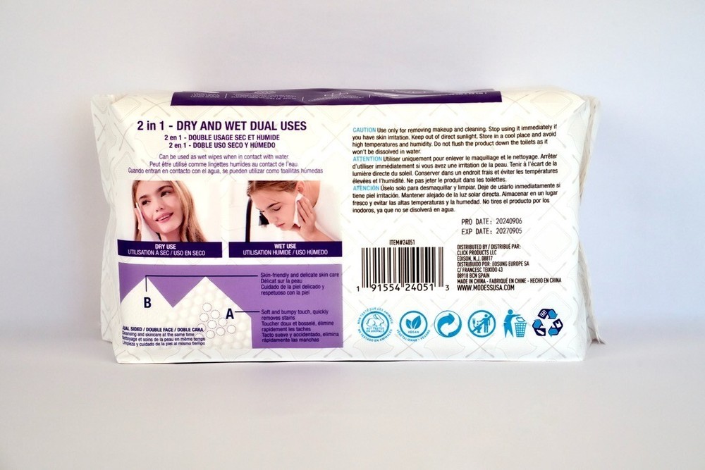 Modess Disposable Face Towel - Soft Premium Cloth Multi-Pack (6 & 12 Pack)