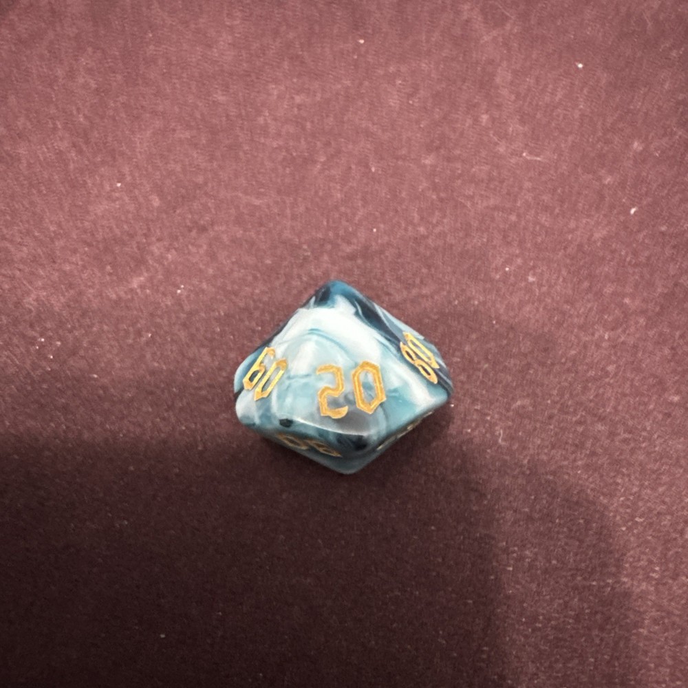 Marbled Teal White Acrylic Dice Set - RPG DND 8