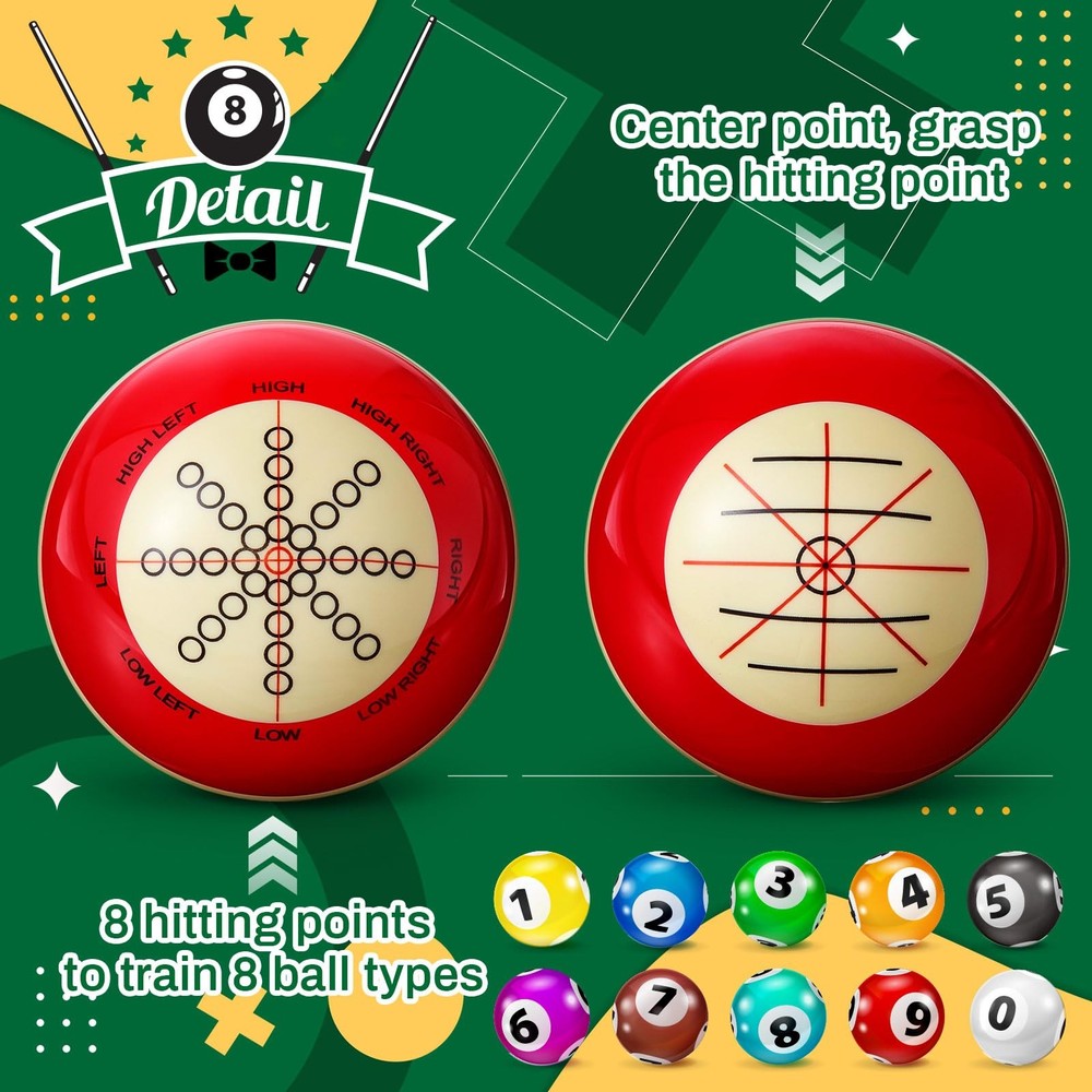 2 Pcs Billiards Cue Ball with Dots Practice Training Artifact Regulation Size...
