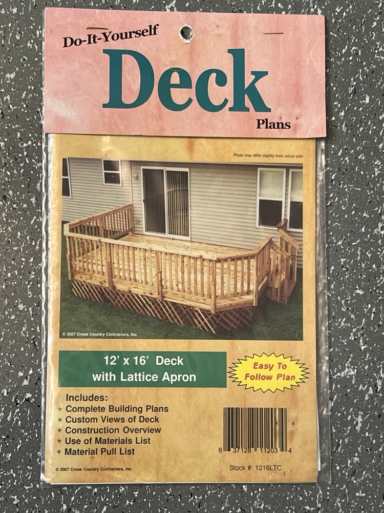 DIY YOURSELF DECK PLANS #1216LTC, #2020GBD, #1614LTC (3 Pack) Different Plans