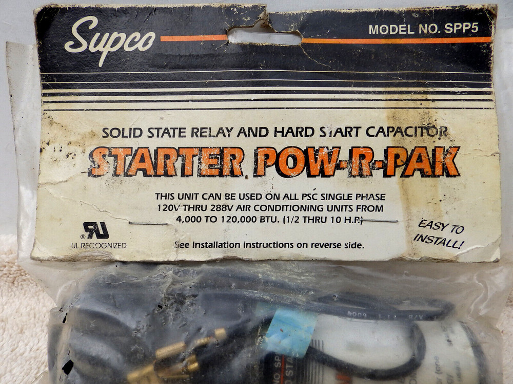 NOS SUPCO MODEL SPP5 STARTER POW-R-PAK SOLID STATE RELAY & HARD START CAPACITOR