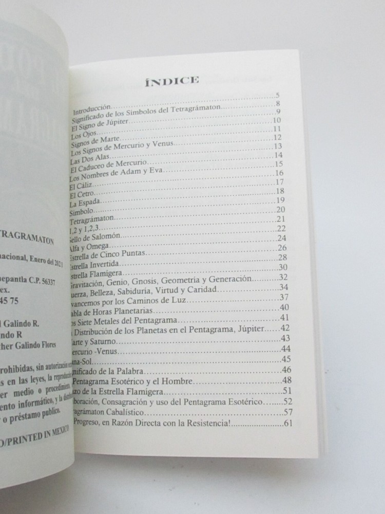 LIBRO EL PODER DEL TETRAGRAMMATON Enigmatico Simbolismos,Consagraciones