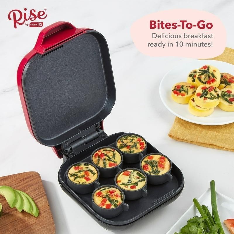 Compact Egg Bite Maker W/ 6 Silicone Molds Nonstick Interior Recipe Guide 420W
