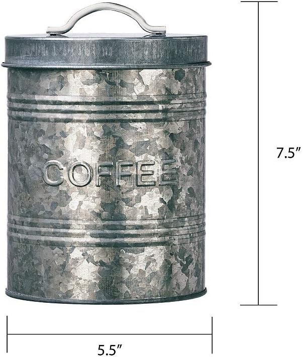 Rustic Kitchen Coffee Metal Canister Galvanized Metal Storage Container