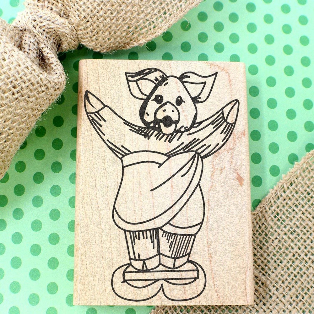 Pig On Scales Art Rubber Stamp