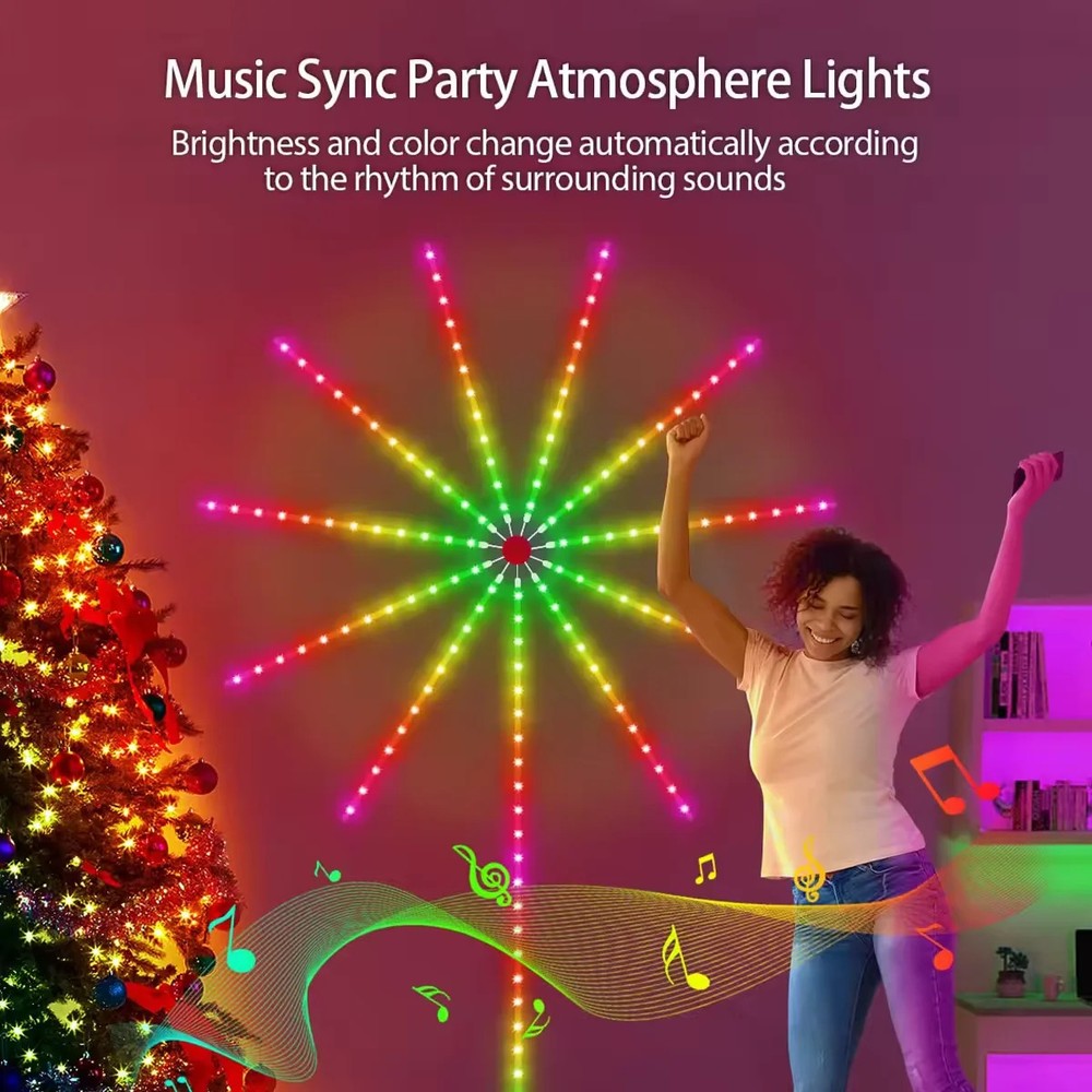 RGBIC Firework Strip Lights LED Bluetooth APP Control Neon Strip USB 5V Changing