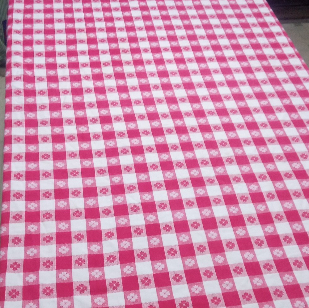 Pink White Check Plaid Rectangular Cloth Tablecloth Classic Style