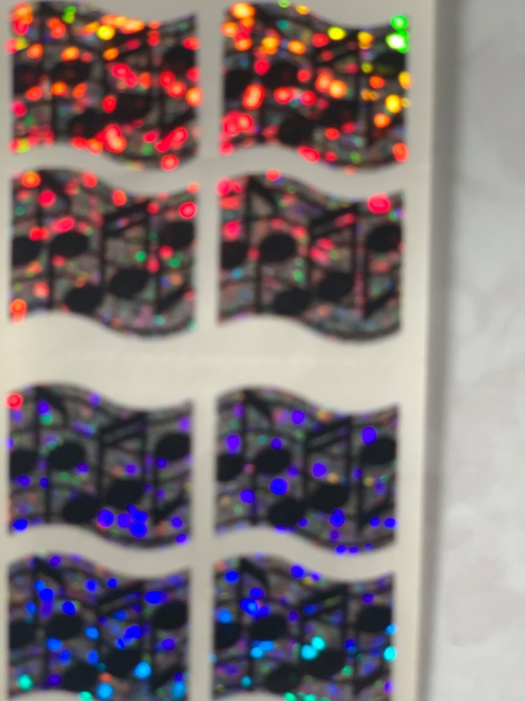 1 SQUARE HAMBLY STICKERS MUSICAL NOTES GLITTER MUSICAL NOTES 4PCS