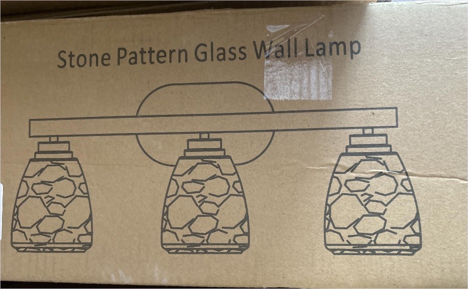 Stone Pattern Glass Wall Lamp 3 Light Vanity Light